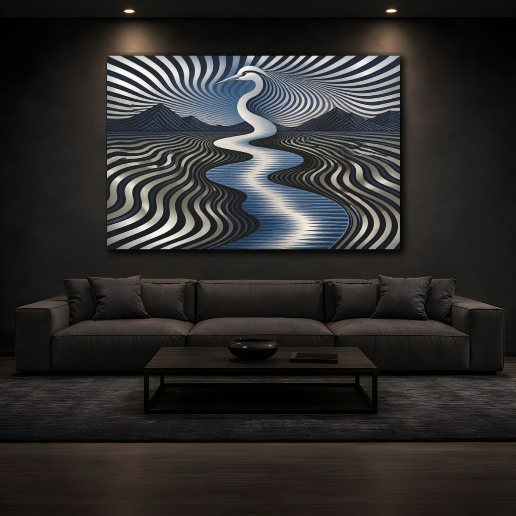 Mockup 3. Heron Illusion River shown as canvas print
