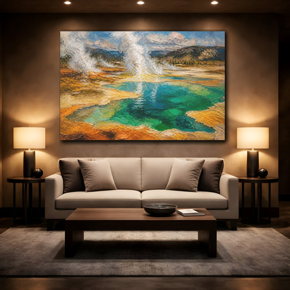 Mockup 2. Hot Spring Landscape shown as canvas print