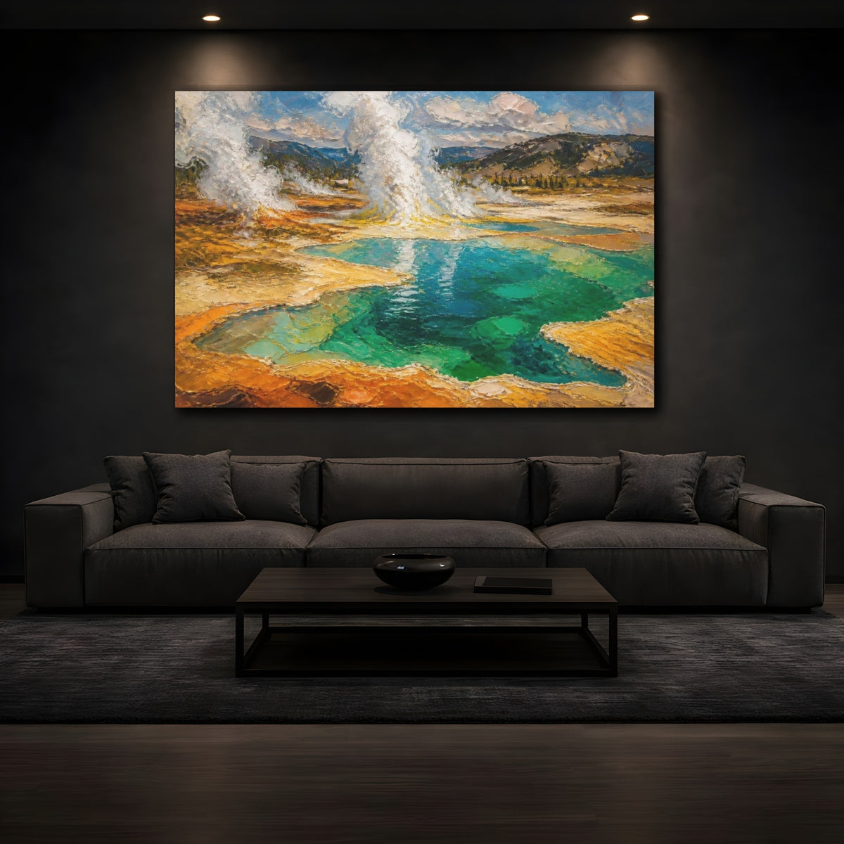 Mockup 3. Hot Spring Landscape shown as canvas print