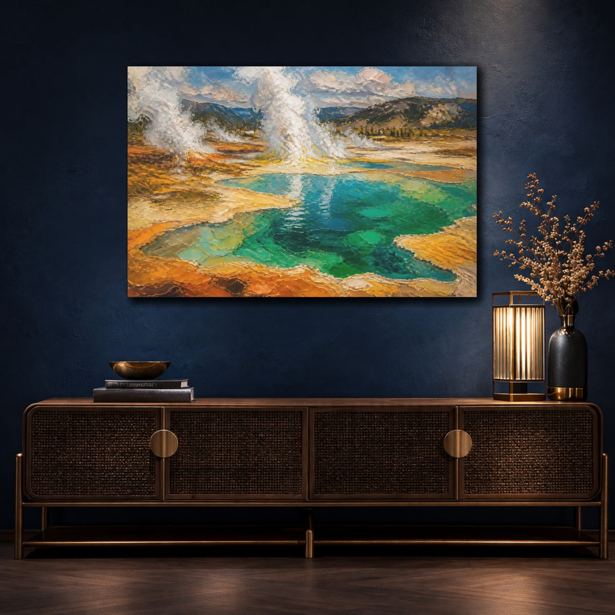 Mockup 4. Hot Spring Landscape shown as canvas print