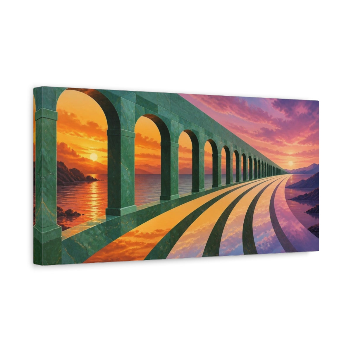 Side Mockup 3. Illusion Of Jade Arches shown as canvas print