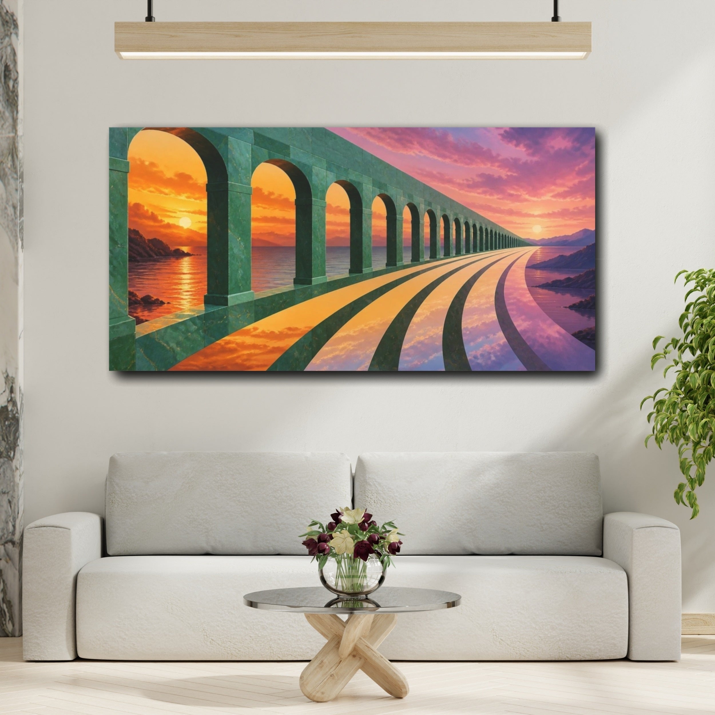 Mockup 2. Illusion Of Jade Arches shown as canvas print