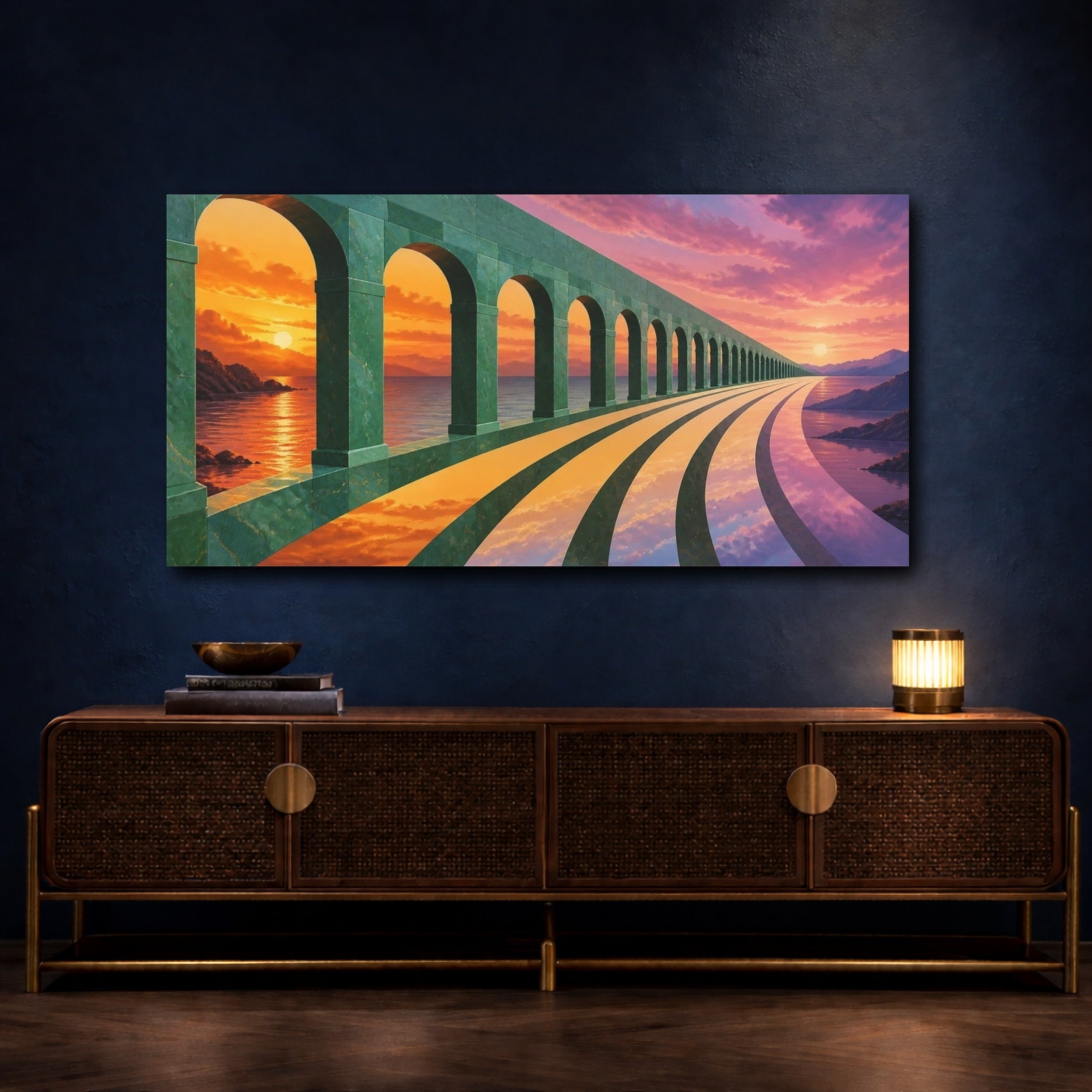 Mockup 4. Illusion Of Jade Arches shown as canvas print