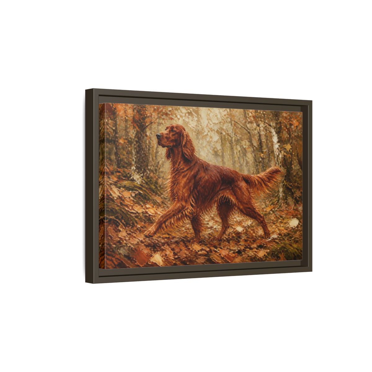 Side Mockup 5. Irish Setter Pets Portrait shown as framed canvas print