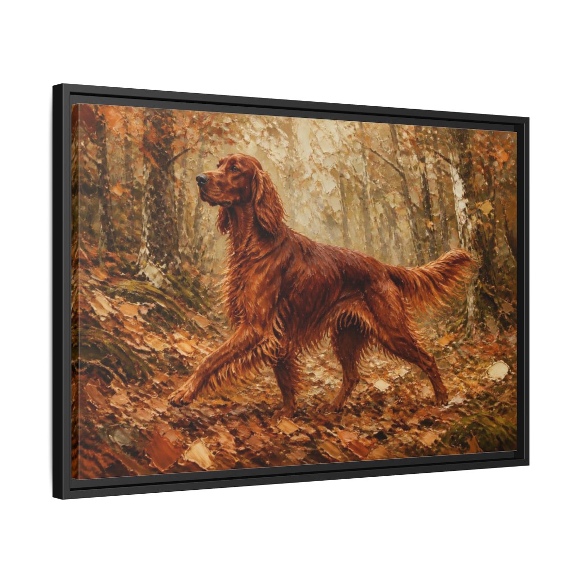 Side Mockup 14. Irish Setter Pets Portrait shown as framed canvas print