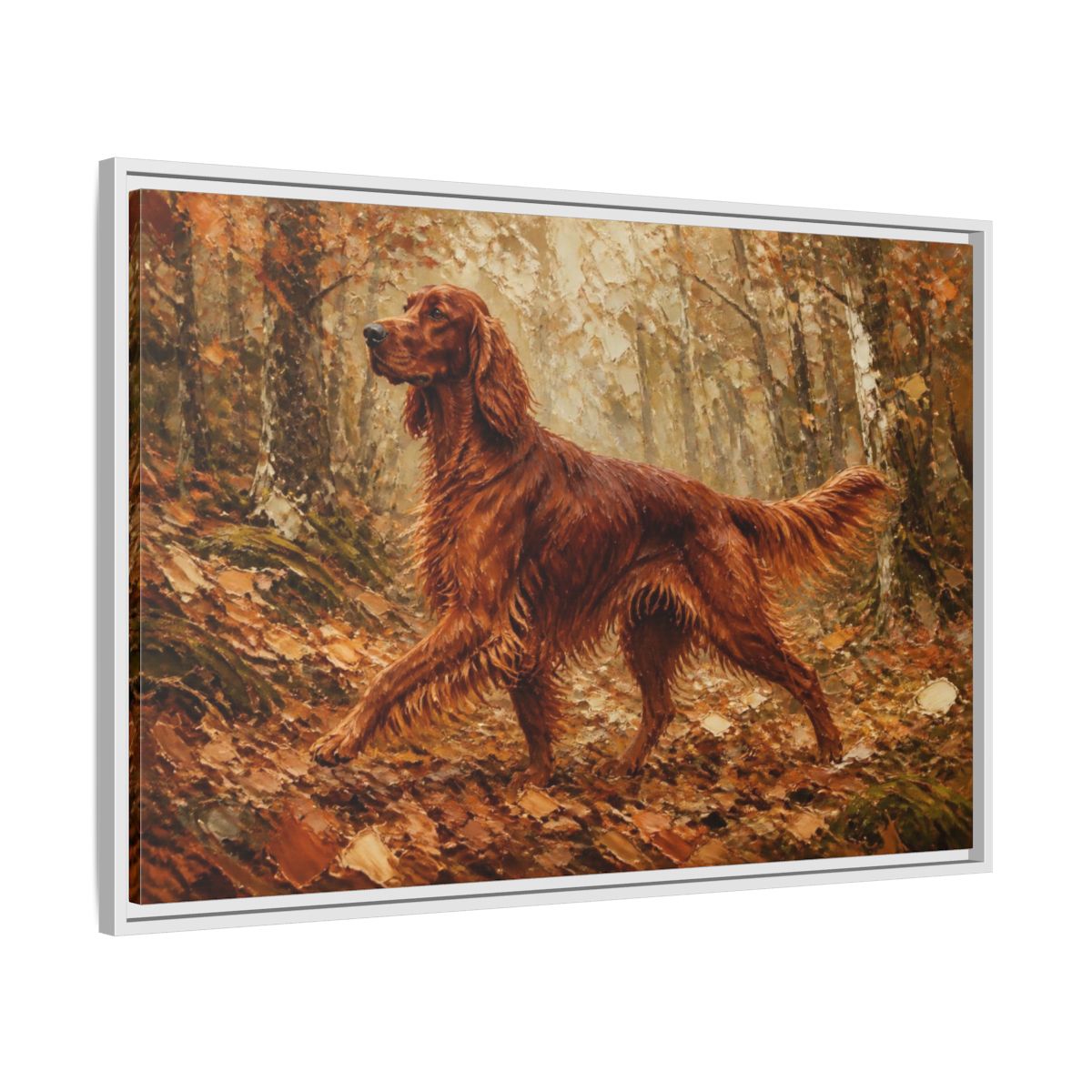 Side Mockup 9. Irish Setter Pets Portrait shown as framed canvas print