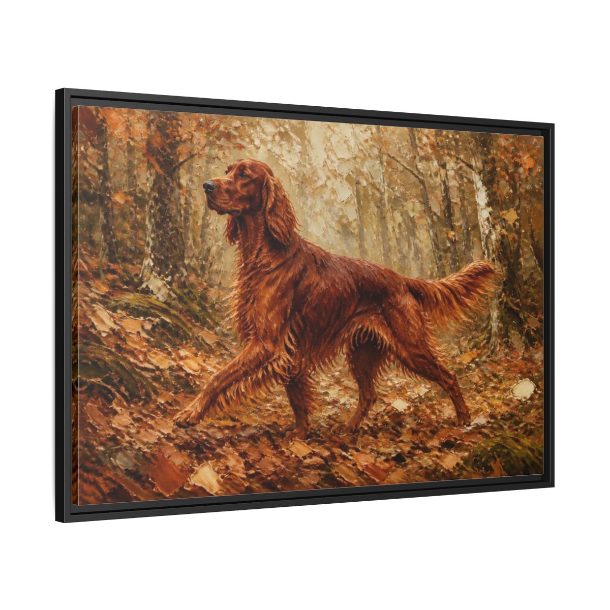 Side Mockup 13. Irish Setter Pets Portrait shown as framed canvas print
