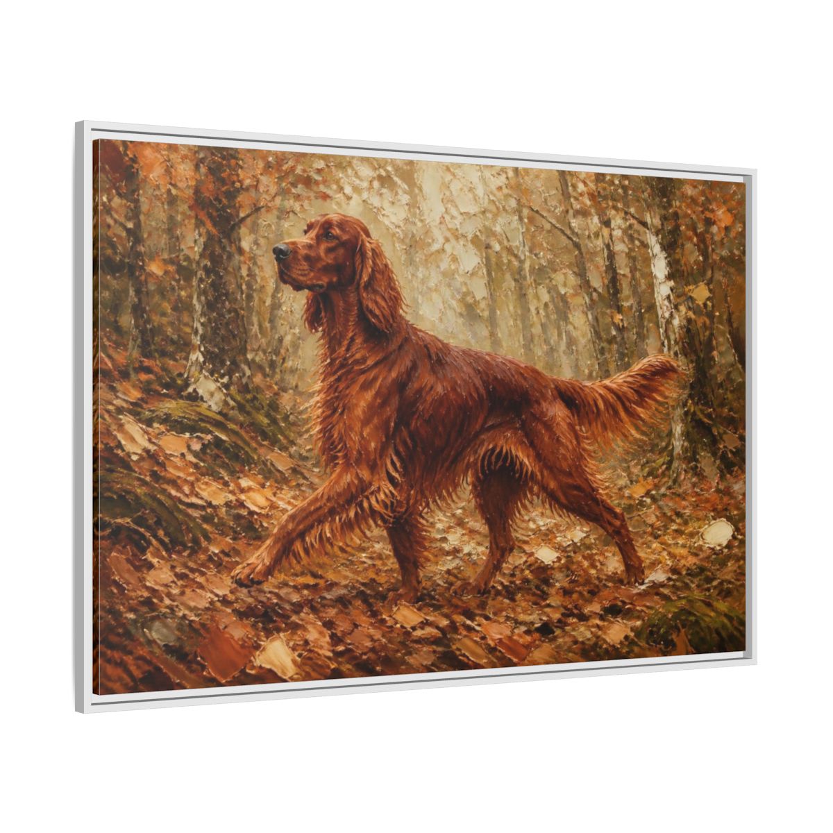 Side Mockup 7. Irish Setter Pets Portrait shown as framed canvas print