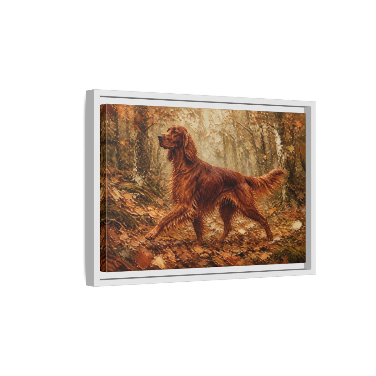 Side Mockup 4. Irish Setter Pets Portrait shown as framed canvas print
