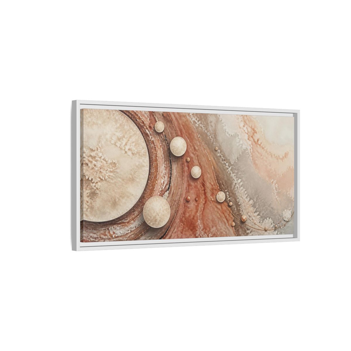 Side Mockup 1. Ivory Crystalline Discs shown as framed canvas print