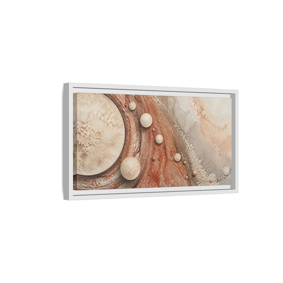 Side Mockup 6. Ivory Crystalline Discs shown as framed canvas print