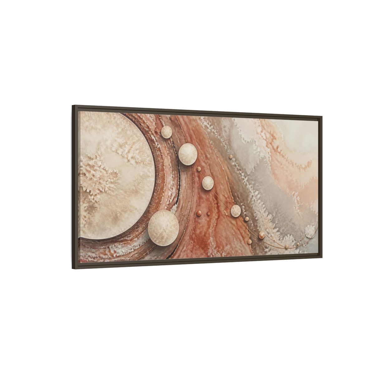 Side Mockup 4. Ivory Crystalline Discs shown as framed canvas print