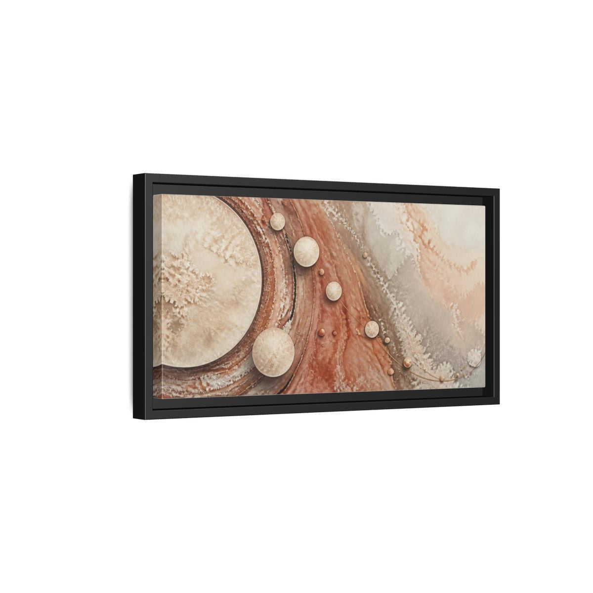 Side Mockup 8. Ivory Crystalline Discs shown as framed canvas print