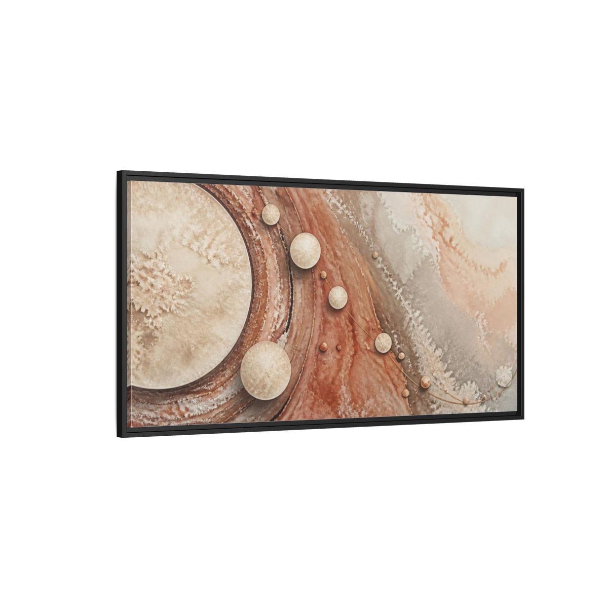 Side Mockup 5. Ivory Crystalline Discs shown as framed canvas print