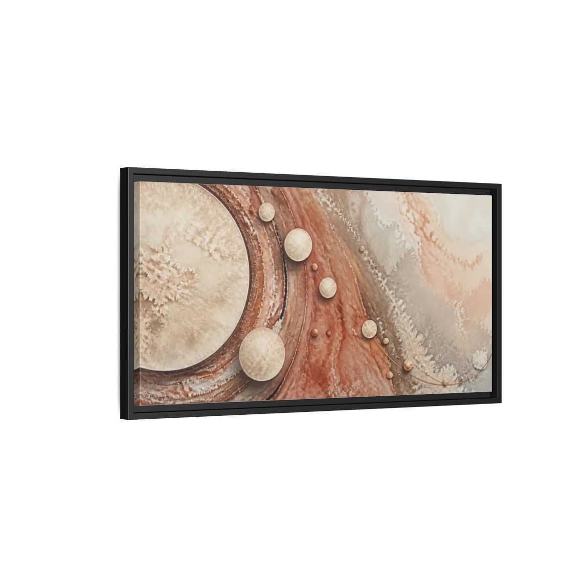 Side Mockup 2. Ivory Crystalline Discs shown as framed canvas print