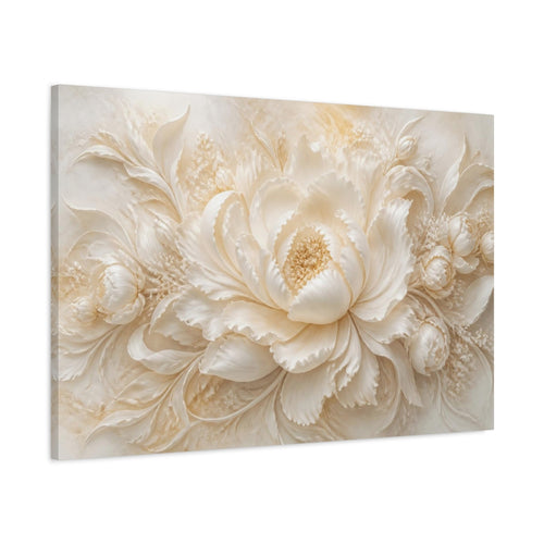 Main Mockup. Ivory Floral Peony shown as canvas print