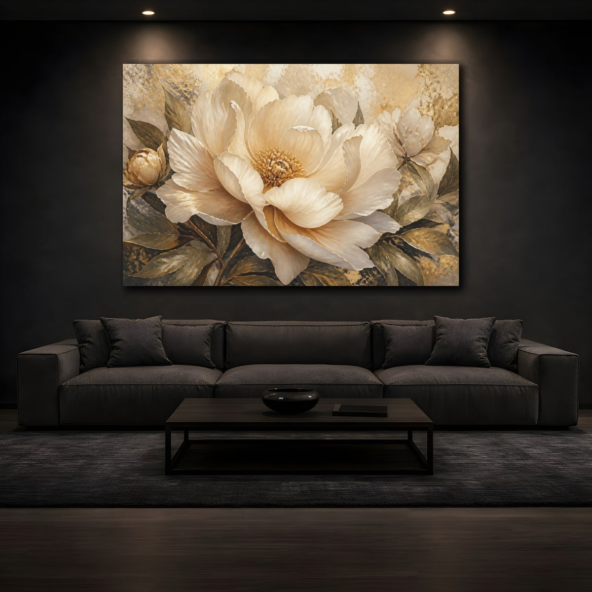 Mockup 3. Ivory Floral Peony shown as canvas print
