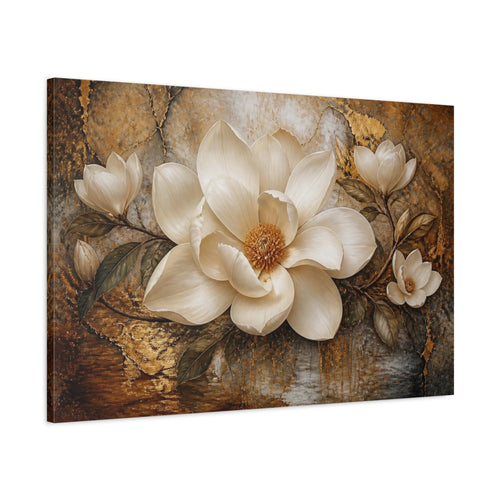 Main Mockup. Ivory Magnolia Flower Centerpiece shown as canvas print