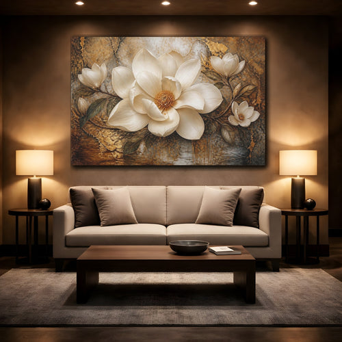 Mockup 2. Ivory Magnolia Flower Centerpiece shown as canvas print
