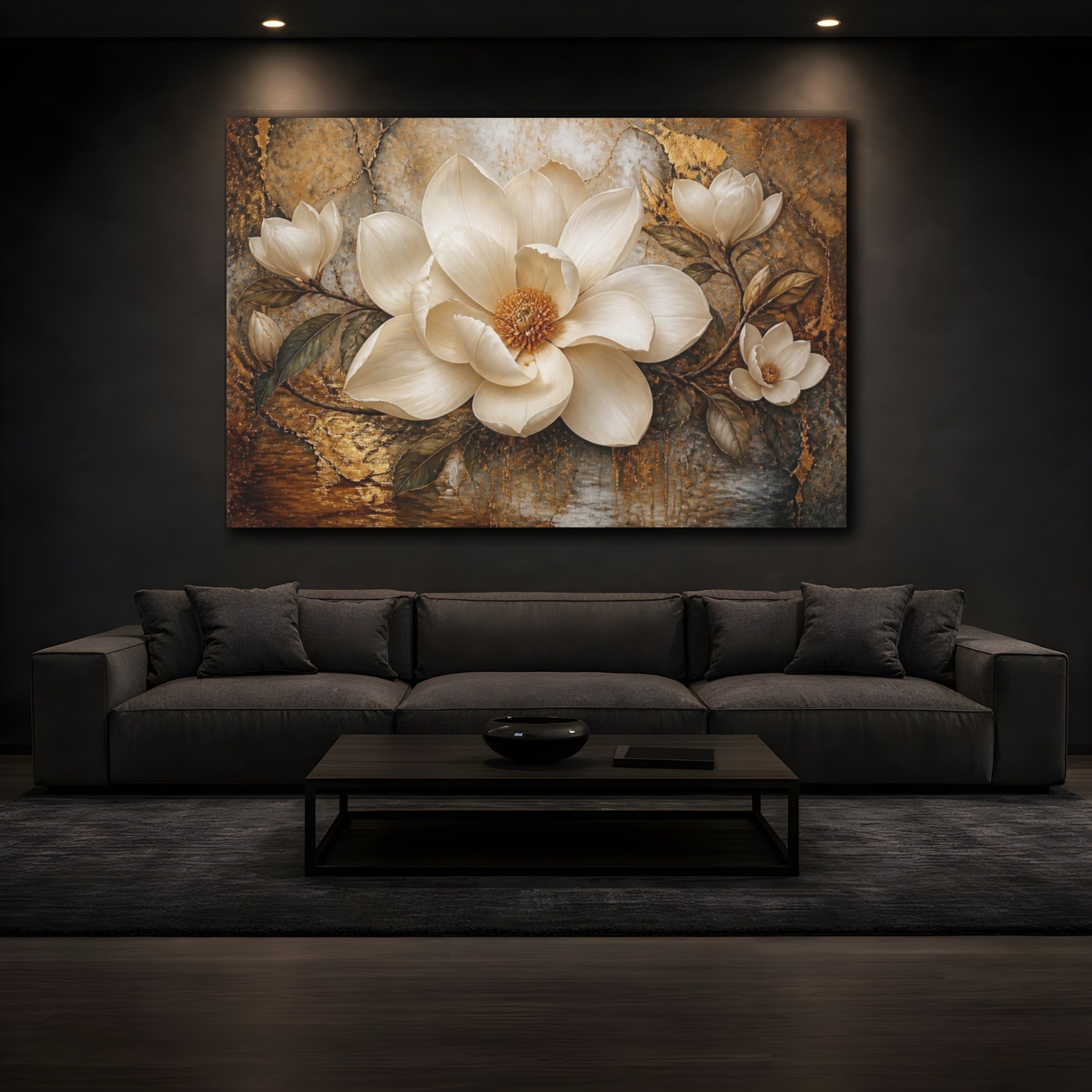 Mockup 3. Ivory Magnolia Flower Centerpiece shown as canvas print