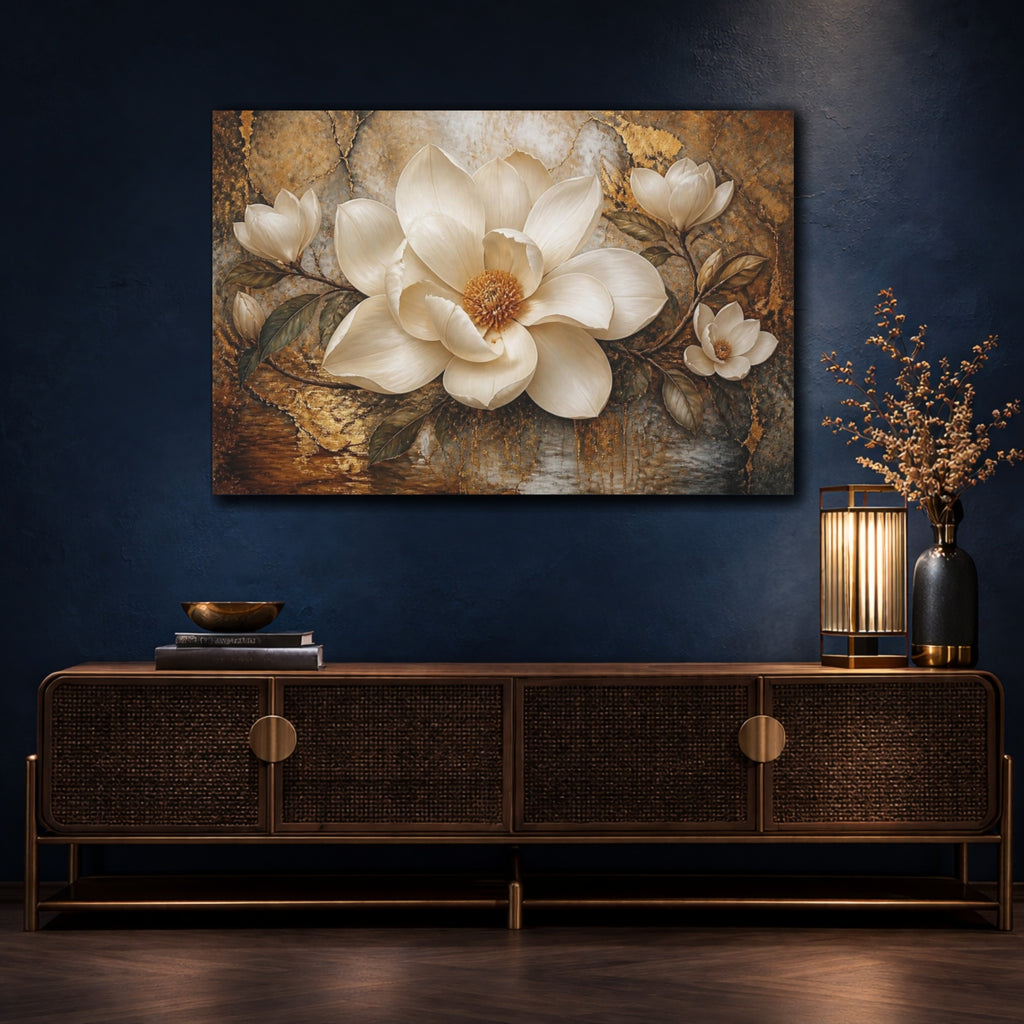 Mockup 4. Ivory Magnolia Flower Centerpiece shown as canvas print