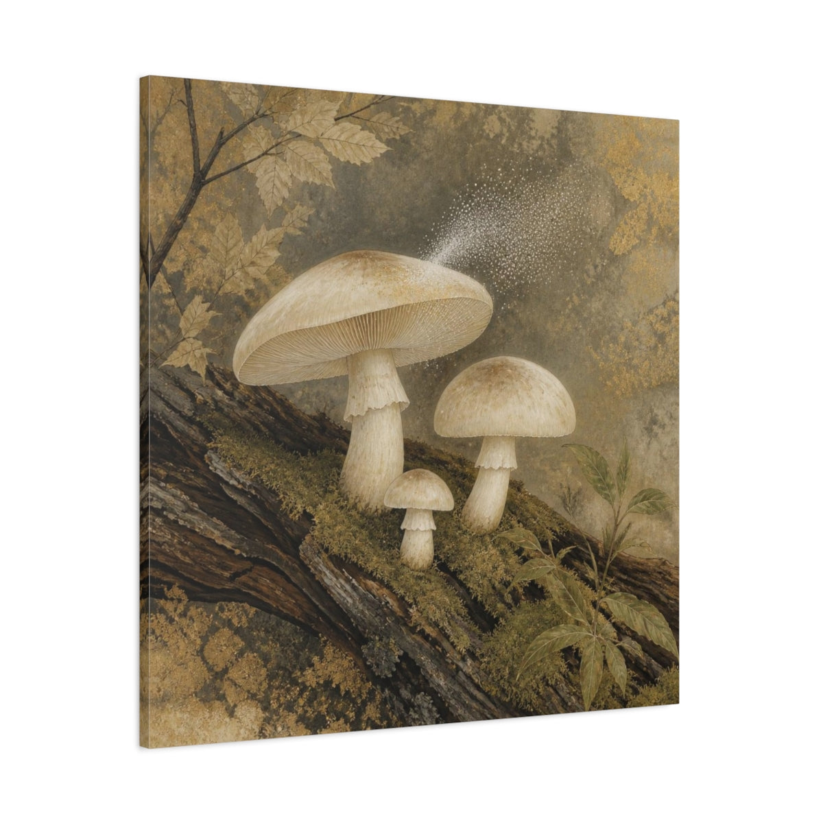 Side Mockup 1. Ivory Mushroom Cluster shown as canvas print