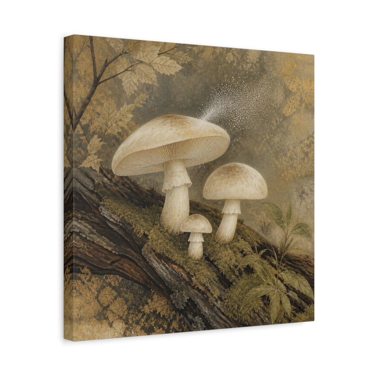 Side Mockup 6. Ivory Mushroom Cluster shown as canvas print