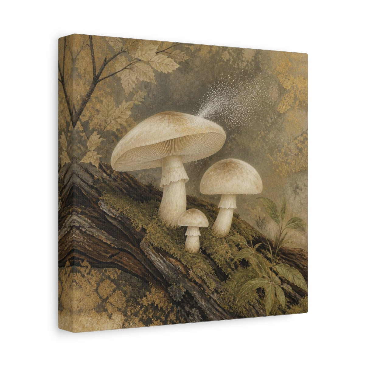 Side Mockup 9. Ivory Mushroom Cluster shown as canvas print
