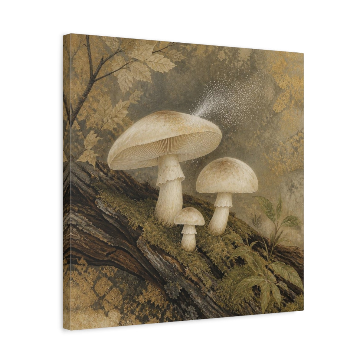 Side Mockup 5. Ivory Mushroom Cluster shown as canvas print