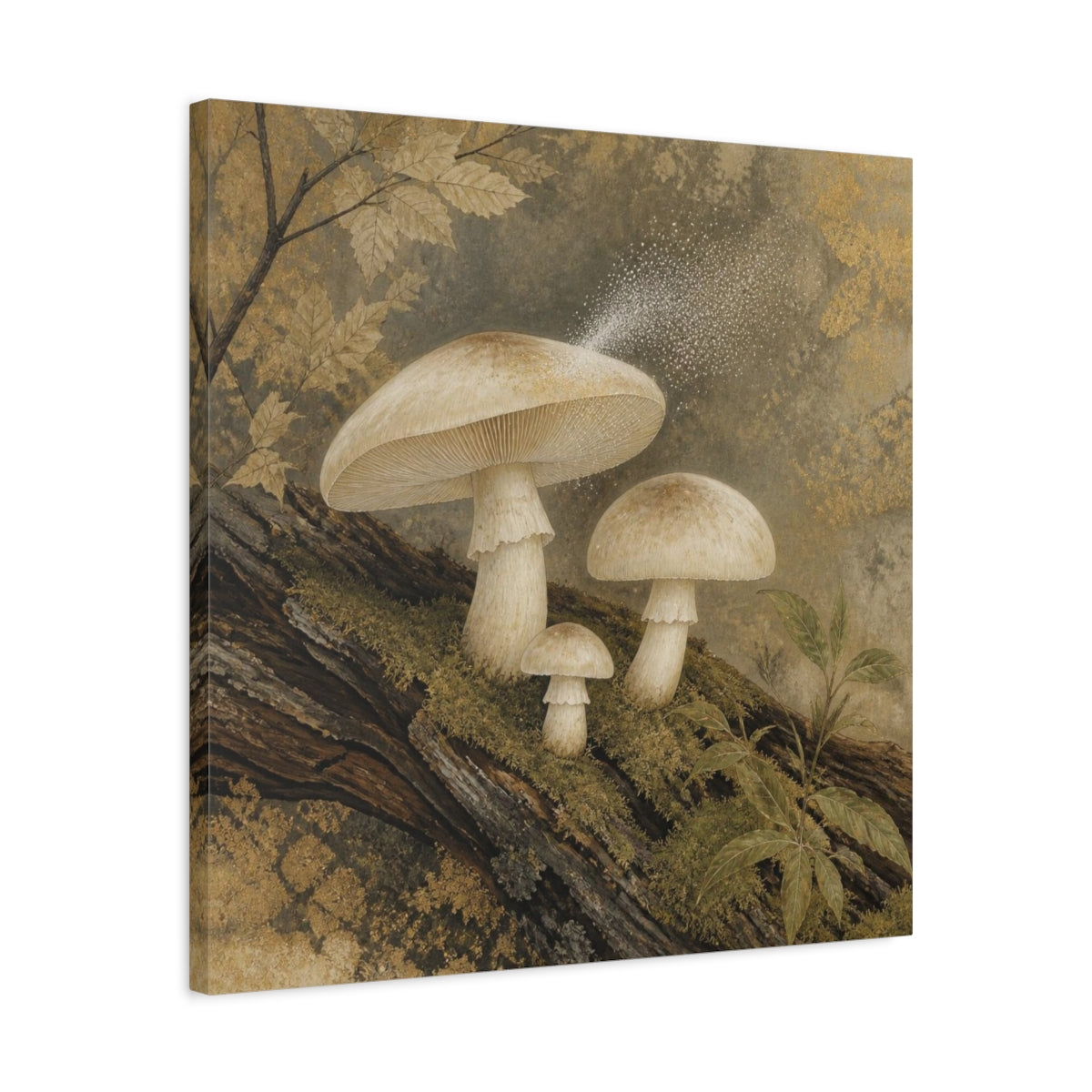 Side Mockup 4. Ivory Mushroom Cluster shown as canvas print