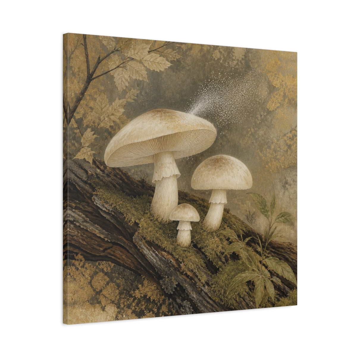 Side Mockup 3. Ivory Mushroom Cluster shown as canvas print