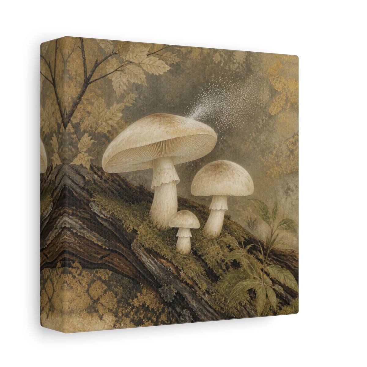 Side Mockup 2. Ivory Mushroom Cluster shown as canvas print