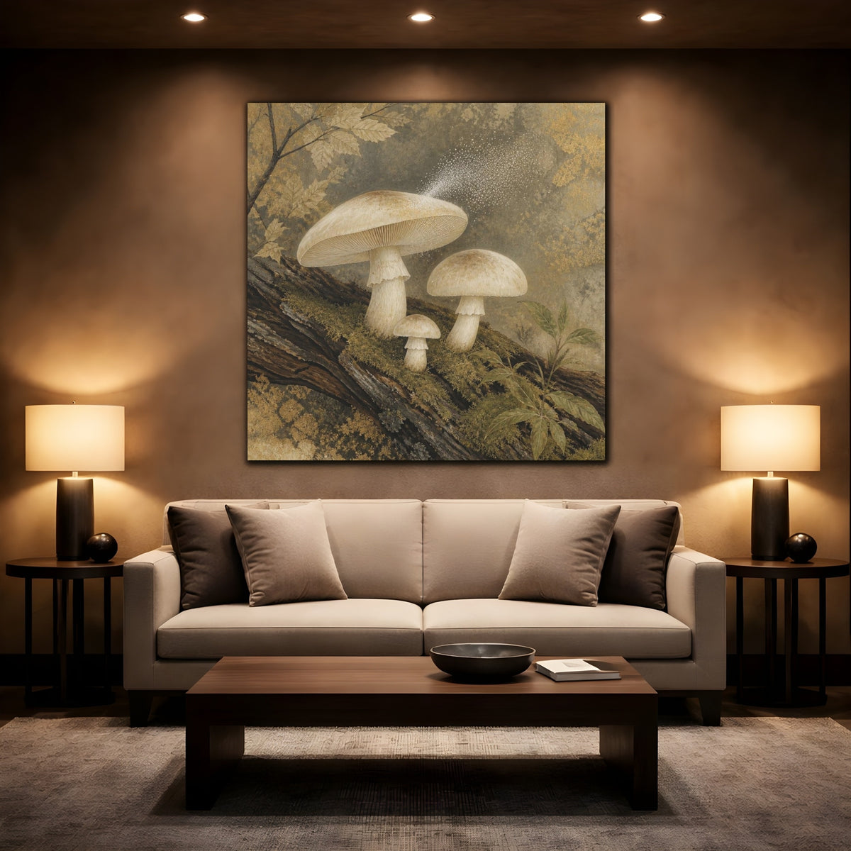 Mockup 2. Ivory Mushroom Cluster shown as canvas print