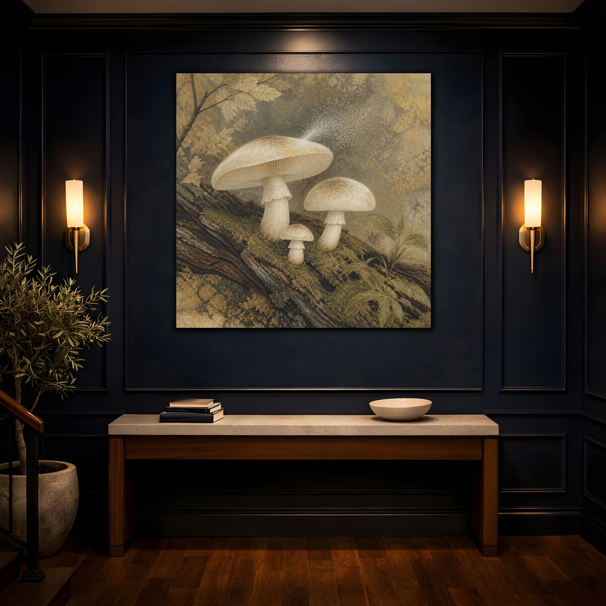 Mockup 4. Ivory Mushroom Cluster shown as canvas print