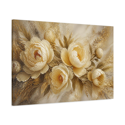 Main Mockup. Ivory Peony Floral Elegance shown as canvas print