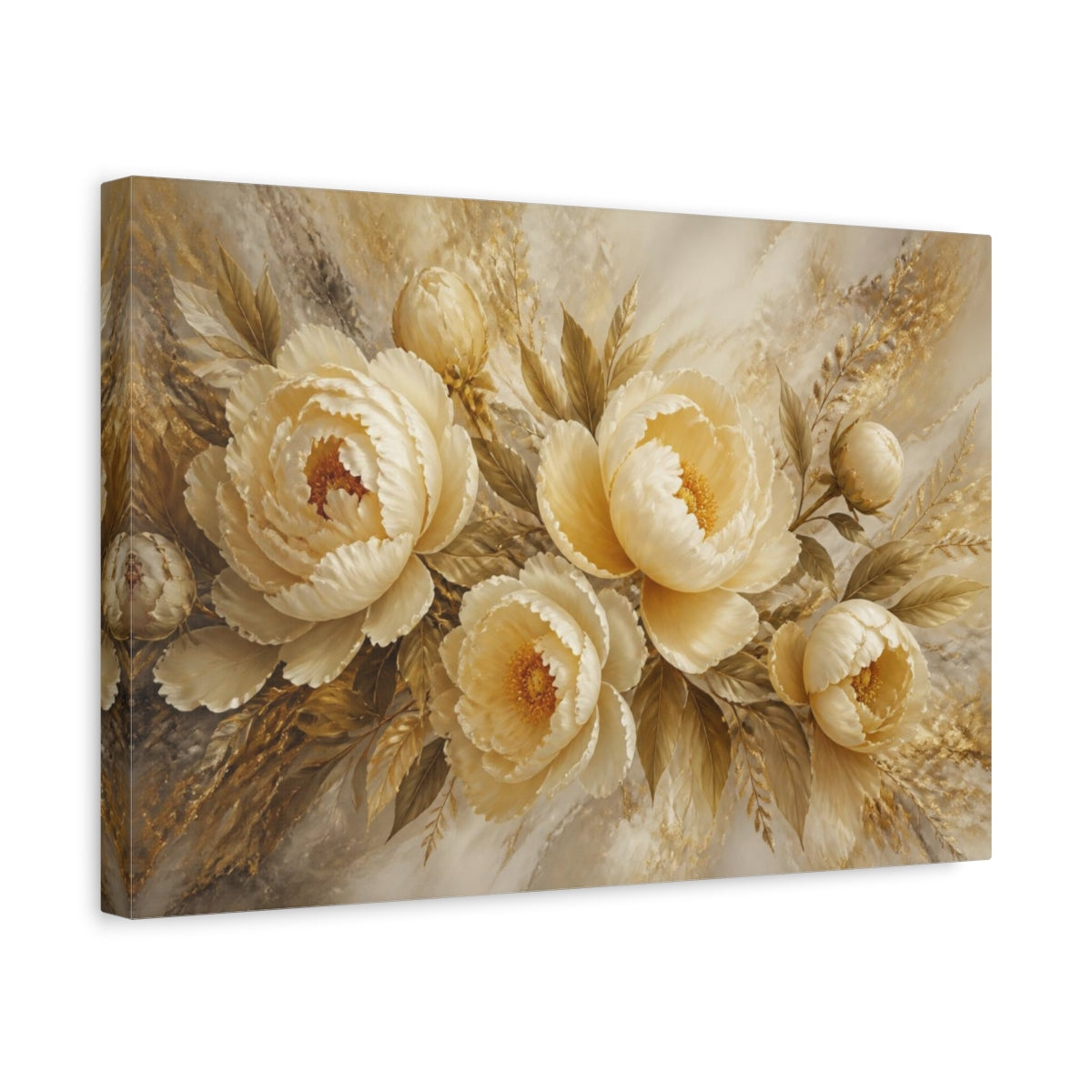 Side Mockup 4. Ivory Peony Floral Elegance shown as canvas print