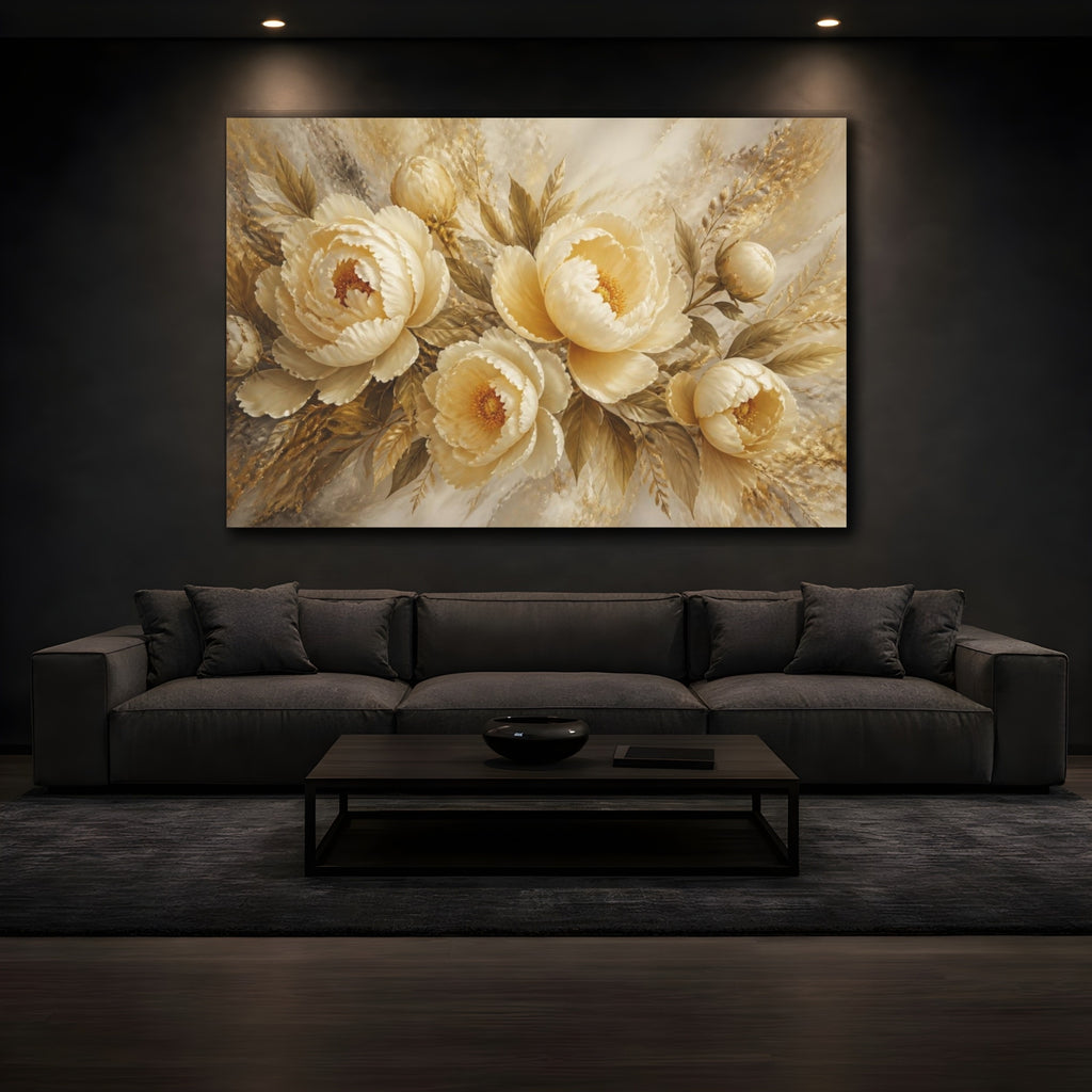 Mockup 3. Ivory Peony Floral Elegance shown as canvas print