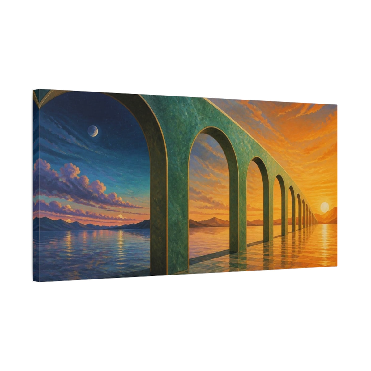 Side Mockup 1. Jade Arch Illusion shown as canvas print