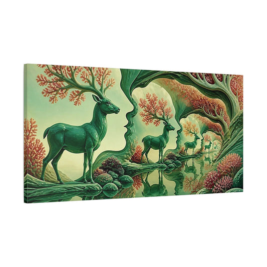 Main Mockup. Jade Stag Illusion shown as canvas print
