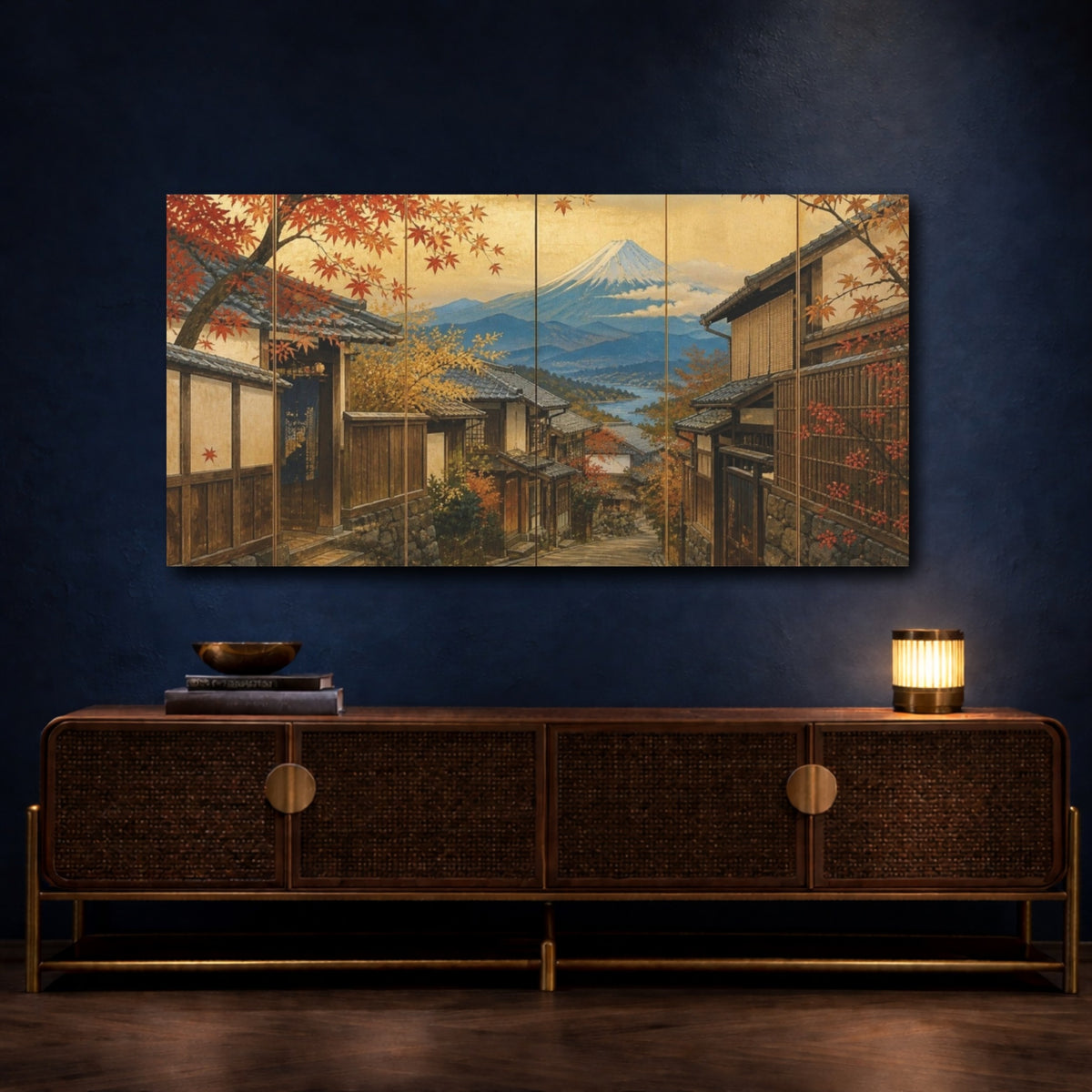 Mockup 4. Japanese Alley To Mount Fuji shown as canvas print