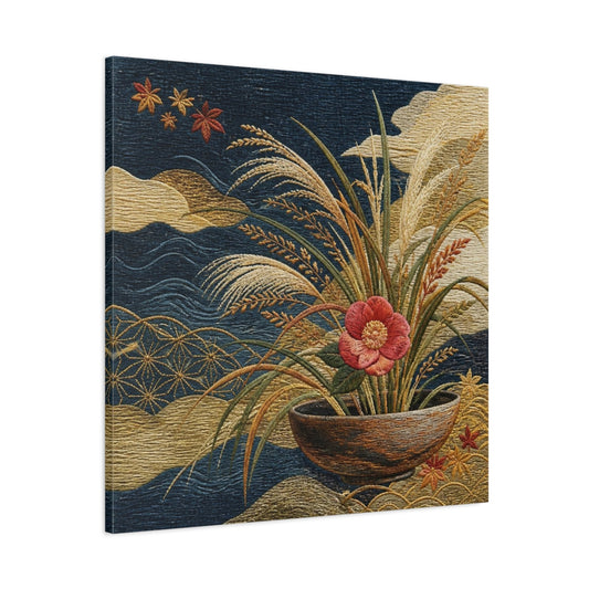 Main Mockup. Japanese Camellia Bowl shown as canvas print