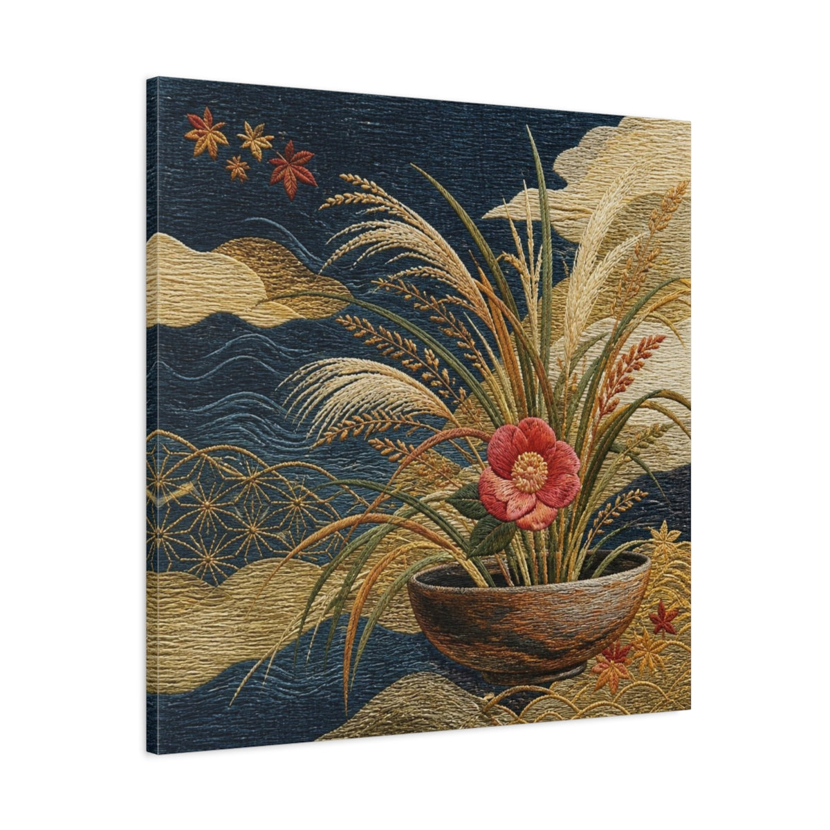 Side Mockup 3. Japanese Camellia Bowl shown as canvas print