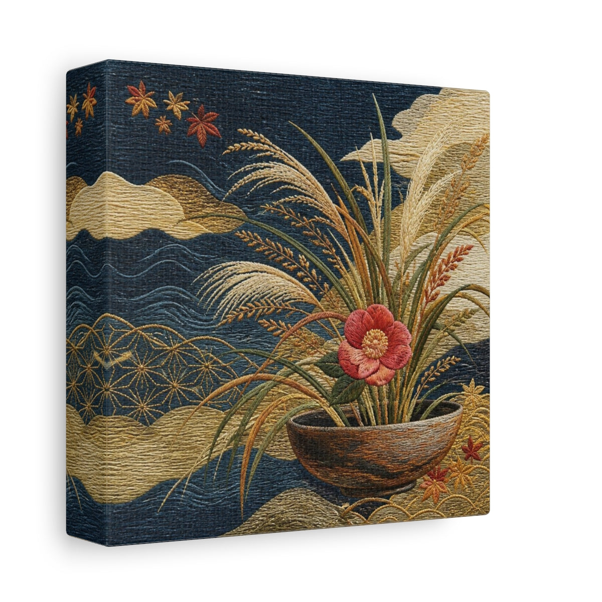 Side Mockup 2. Japanese Camellia Bowl shown as canvas print