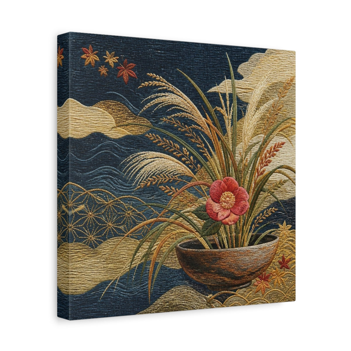 Side Mockup 8. Japanese Camellia Bowl shown as canvas print