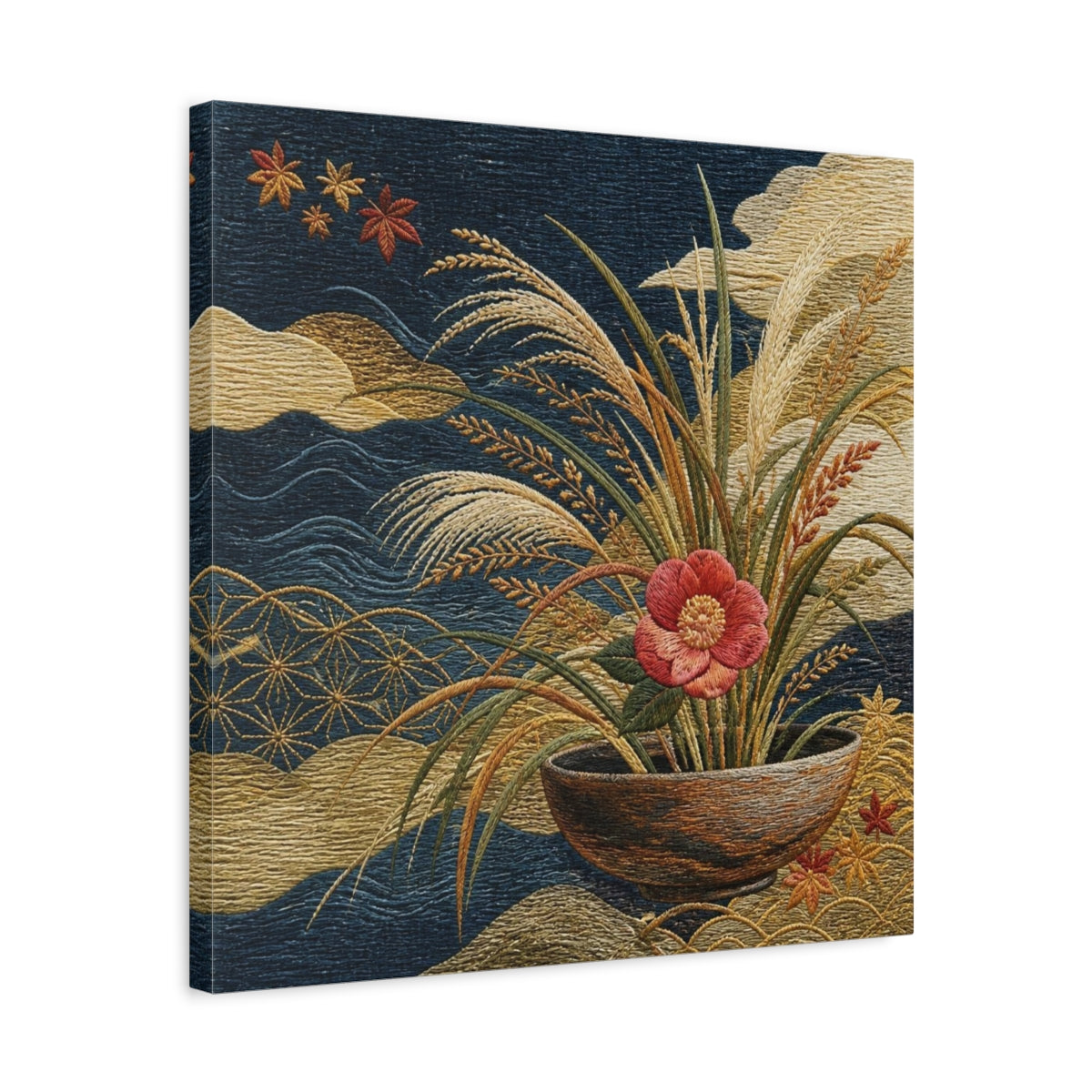 Side Mockup 5. Japanese Camellia Bowl shown as canvas print