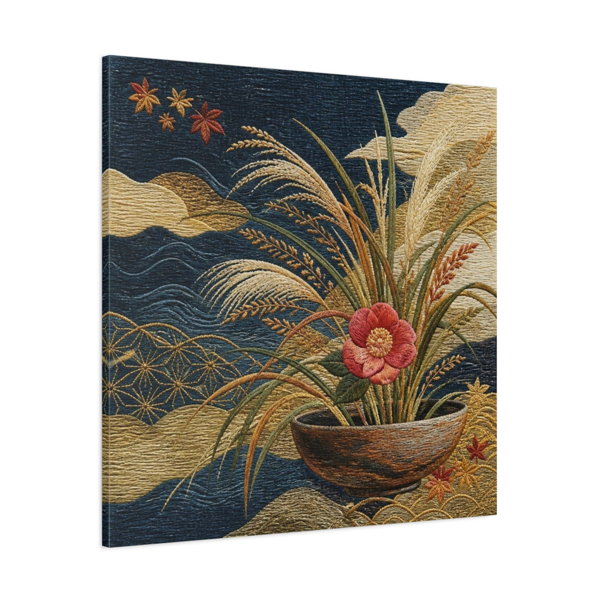 Side Mockup 1. Japanese Camellia Bowl shown as canvas print