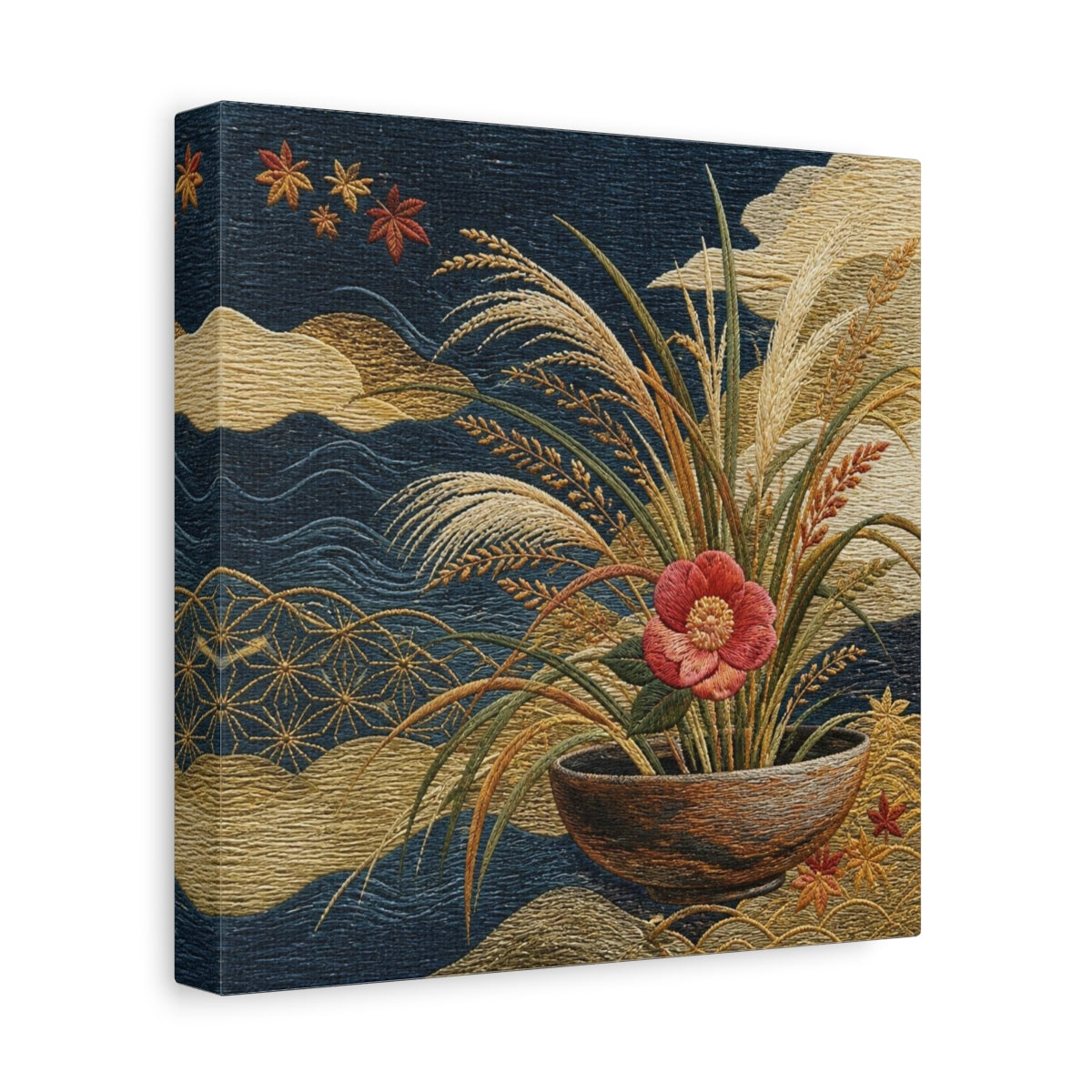 Side Mockup 9. Japanese Camellia Bowl shown as canvas print