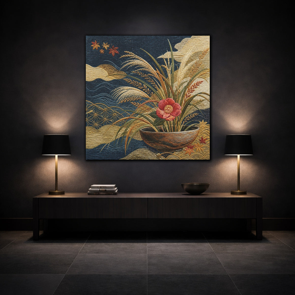 Mockup 3. Japanese Camellia Bowl shown as canvas print