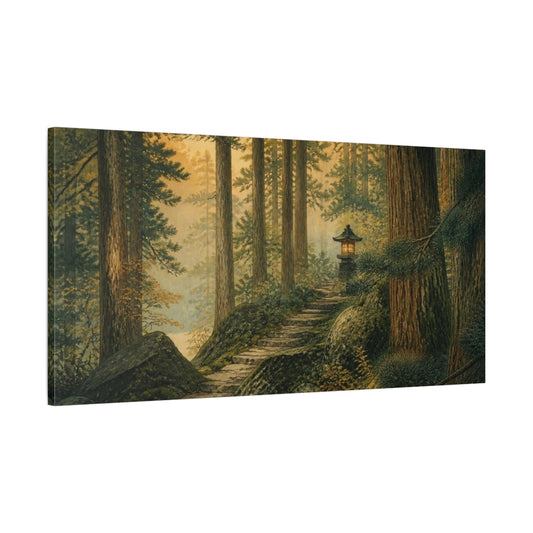 Main Mockup. Japanese Cedar Lantern Path shown as canvas print