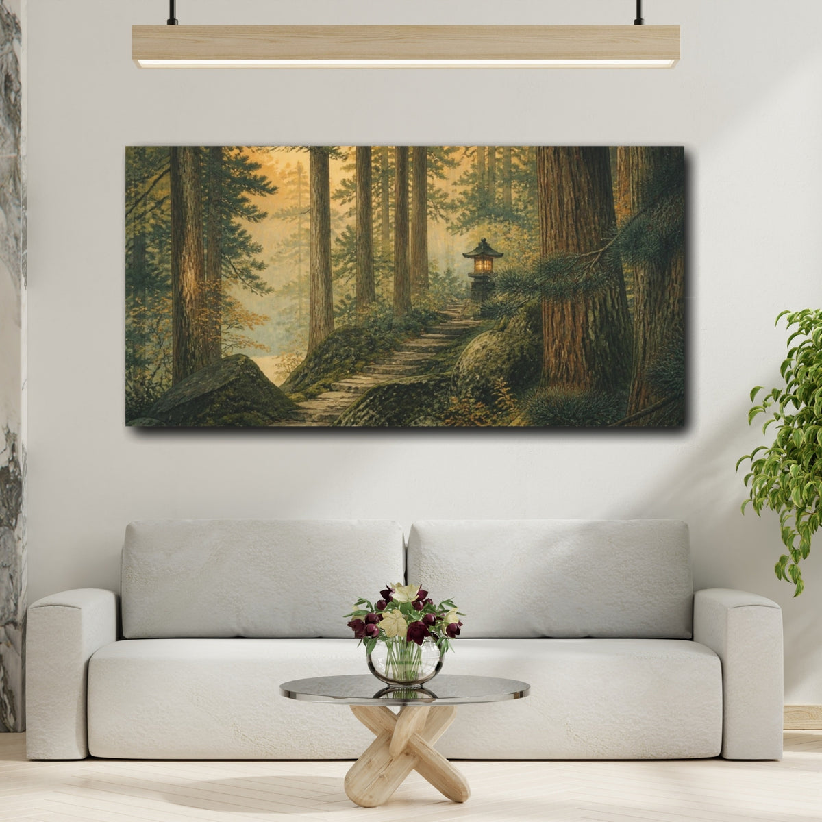 Mockup 2. Japanese Cedar Lantern Path shown as canvas print